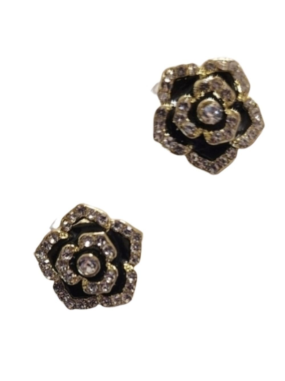 Gold and Black Camelia Earrings